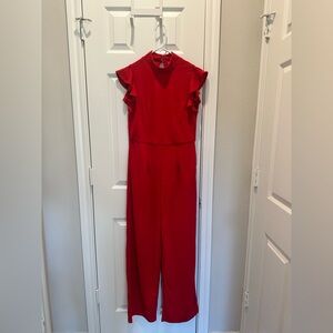 Elegant Red Ruffled Jumpsuit